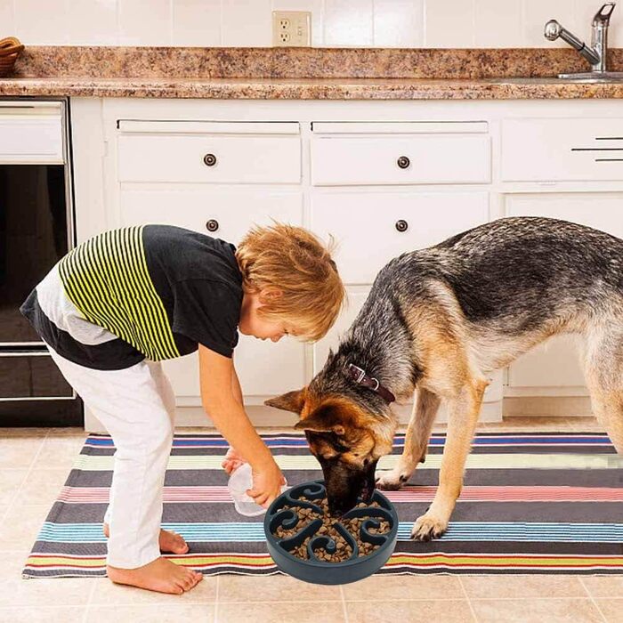 Миска для собак Slow Feeder, інтерактивна, лабіринт, чорна. Запобігає швидкому поглинанню їжі та розповсюдженню розширення шлунку (bloat).