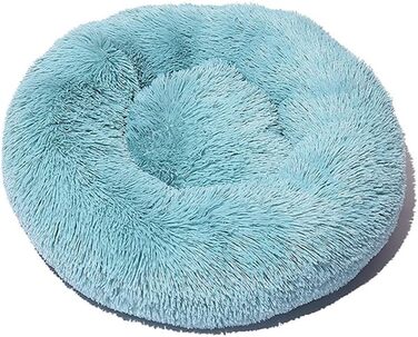М'яке кругле ліжко для собак і котів Lukery з плюшу, зручне доунат-ліжко, м'яке плюшеве ліжко для маленьких, середніх та великих тварин (60 см, світло-морська зелень) 60 см, світло-морська зелень