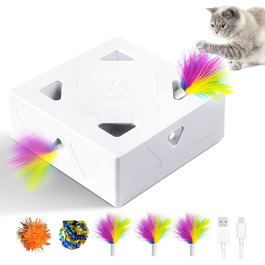 Інтерактивна іграшка для котів MigiBox: електрична мишка з 7 отворами, 4 шт. аксесуарів, для розваги, з підзарядкою, паперова