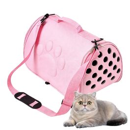 М'яка переноска для тварин з регульованим ременем на плече - легка сумка для цуценят та маленьких собак, рожевого кольору. Підходить для відвідування ветеринара, міських прогулянок, подорожей та активного відпочинку на природі.