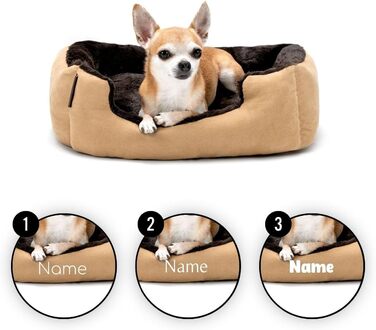 Ліжко для собак Lionto з двостороннім подушками та антиковзною основою, 50x37 см, бежево-коричневе. Підходить для собак та котів будь-якого віку. Міцне, з глибоким входом.