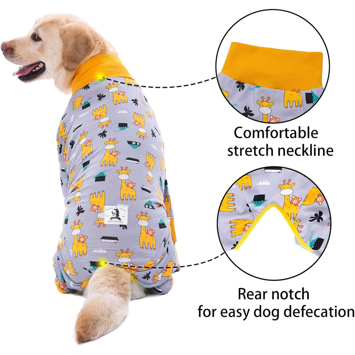 Комбінезон для собак після операції, захисний боді для собак, альтернатива конусу, сірий, 3XL, Giraffe