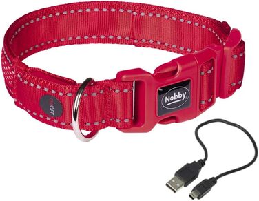 Світлодіодний ошийник для собак Nobby FLASH MESH, червоний, S-M, 38-45 см, ширина 25 мм