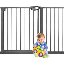 Захист для воріт/сходи: сітка без свердління, 105-115 см. Ідеально для собак та дітей. Двозамкове закриття, автоматичне закриття, відкривання однією рукою, стопор 90°, білий колір.