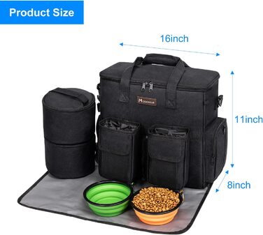 Чорна сумка-переноска для собак Modoker, велика, для подорожей, з кишенями для ласощів