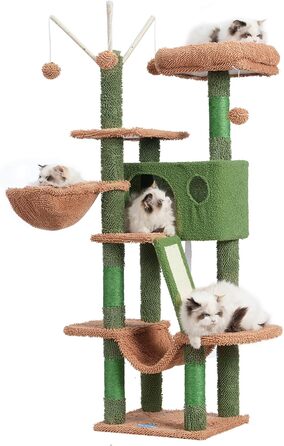 Котячий будинок Hey-brother MPJ019SCA Кактус – ігровий комплекс для котів з лежаком, іграшками, гамаками та сизалевими стовпами