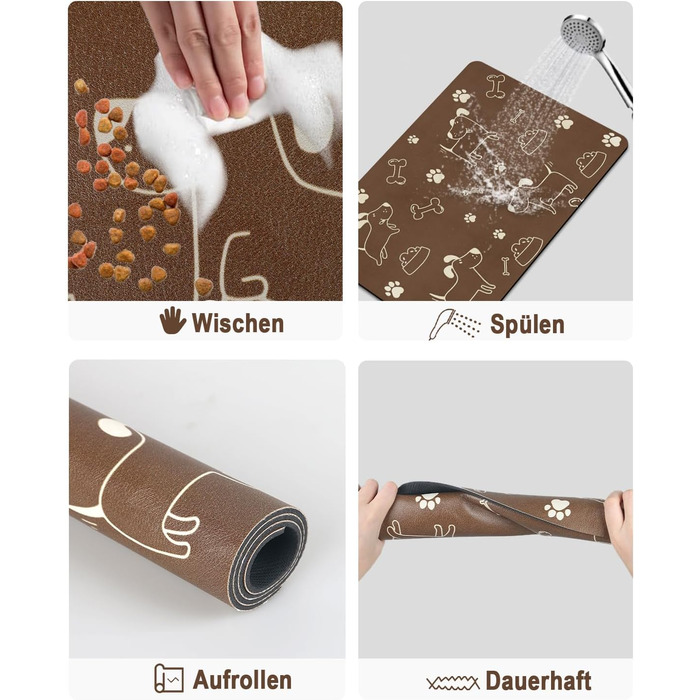 Підкладка під миску для собак та котів, нековзна, чорна 40x60 см. Швидковисихаюча, легко миється. Підкладка під миску для тварин