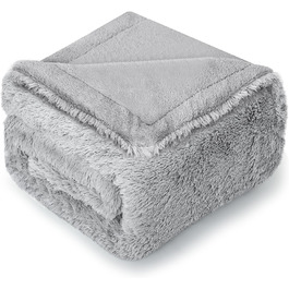 Водонепроникний плед для собак, плюшевий та м'який, великий розмір - 152x127 см, довгий плюш, миючий, двосторонній, з матеріалу Sherpa Fleece, захисний плед для собачого ліжка, сірий (M(102x72 см))