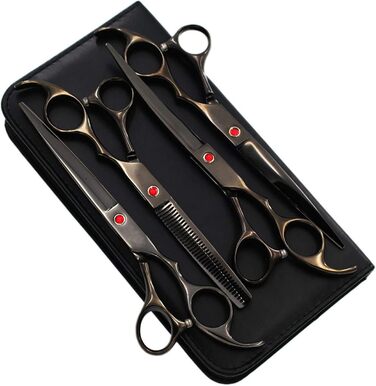 Набір професійних ножиць для грумінгу собак 6CR Edelstahl, комплект для догляду за тваринами: прямі, тонкі та вигнуті ножиці, гребінець для собак та котів