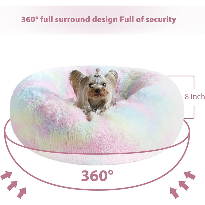 М'яке ліжко для собак та котів WNPETHOME, заспокійливе, антистрес, 61x61x20 см, кольорове (Райдуга)