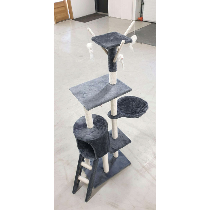 Ігровий комплекс для котів: дерево-драпалка з будиночком та лежаком, 138 см, F014