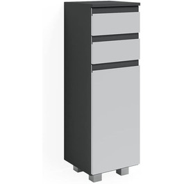 Пенал для ванної Vicco J-Shape, антрацит/дуб, 30x95 см