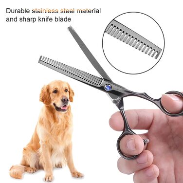 Набір професійних ножиць для грумінгу собак та котів (7 шт.), нержавіюча сталь, чорний