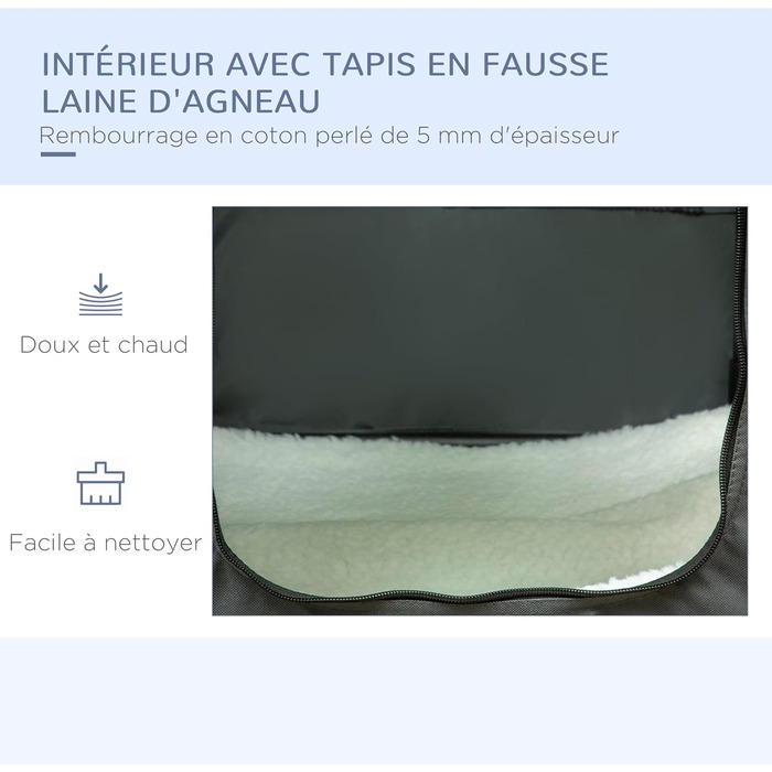 Транспортна сумка для тварин PawHut, складна, сіра та чорна, 90 x 63 x 63 см