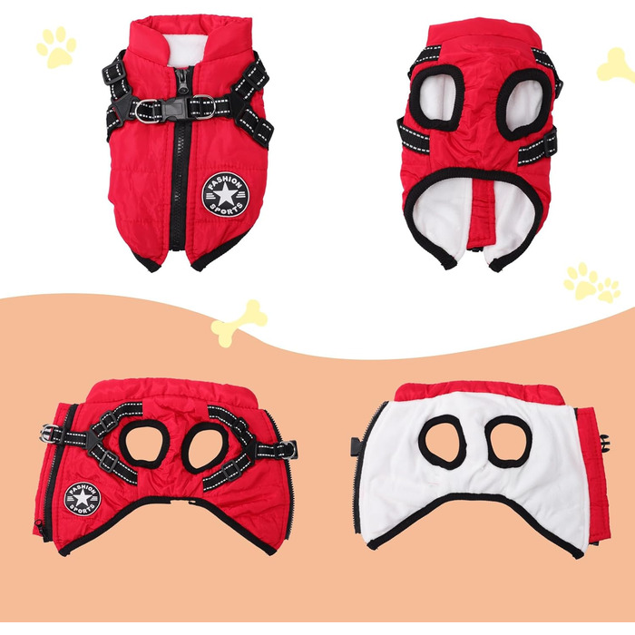 Теплий та водонепроникний зимовий одяг для собак, куртка з нашийником, відбиваючий, червоний, 5XL