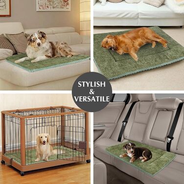 Лежанка для собак, миється, пухнаста, м'яка та тепла лежанка для собак маленьких, середніх та великих порід XZ016 (Зелений, L 75 x B 50 x H 4 см)