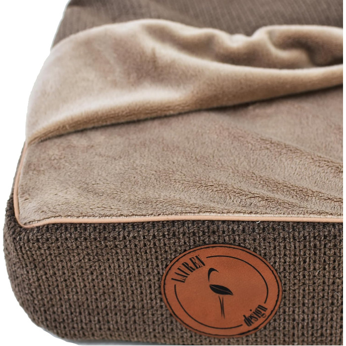 М'яке ліжко для собак середніх порід з ортопедичною матрацною поверхнею, з капюшоном, неслизьке, з можливістю прання, з блискавкою (колір: коричневий, розмір: 55 x 45 x 8 см)