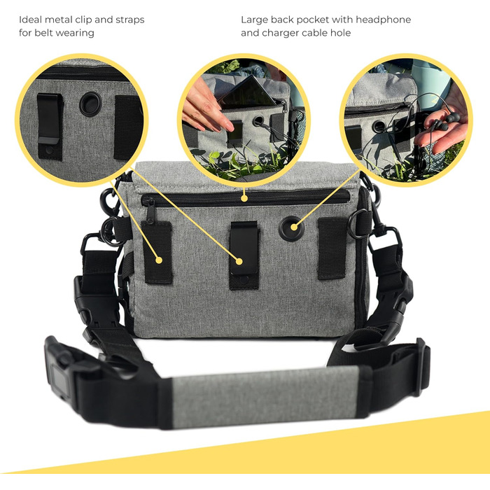 Leckerlibeutel для собак Arrivly SixWalker з магнітним закриттям: практичний фідер для тренувань, універсальна сумка для ласощів з винімною кишенькою (сірий)