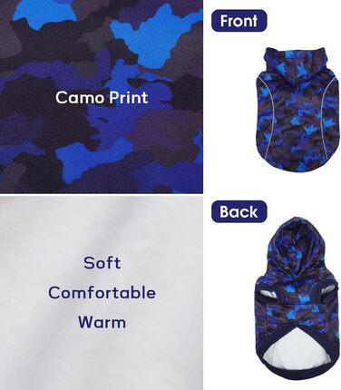 Теплий зимовий пуловер для собак IECOii з отвором для повідка та світловідбиваючими смугами (M-4XL, Синій)