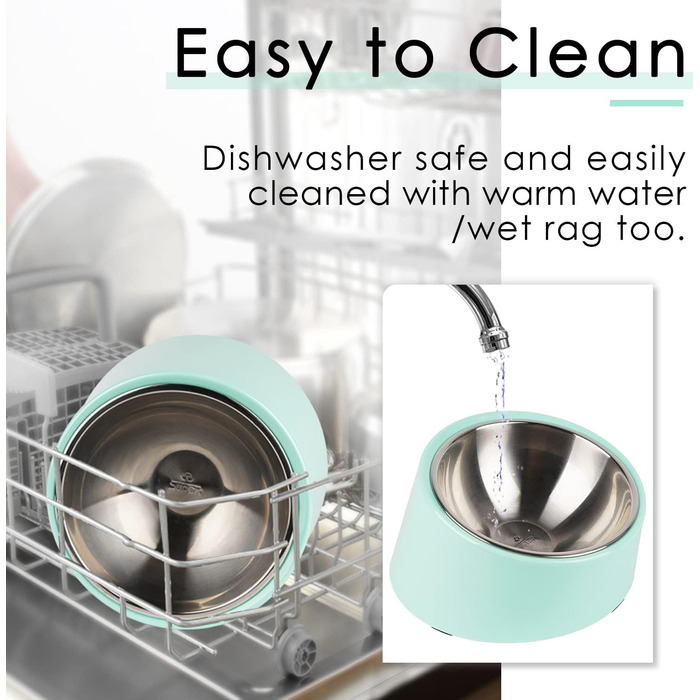 Нахилена годівниця для собак та котів SuperDesign 15°, зелений меламін, 600 мл