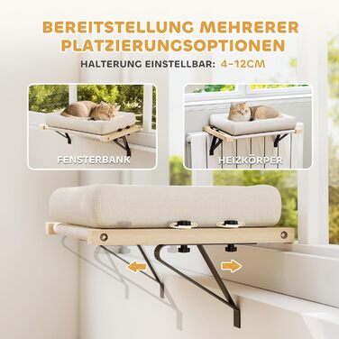 Ліжко для котів PawHut з підвісною конструкцією, 50x36 см, кремово-біле, з знімним, пральним подушечкою