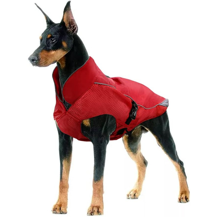 Водонепроникний зимовий теплий дощовик для собак, тепла куртка з флісовою підкладкою, регульована зимова куртка для великих собак (2XL, Червоний)