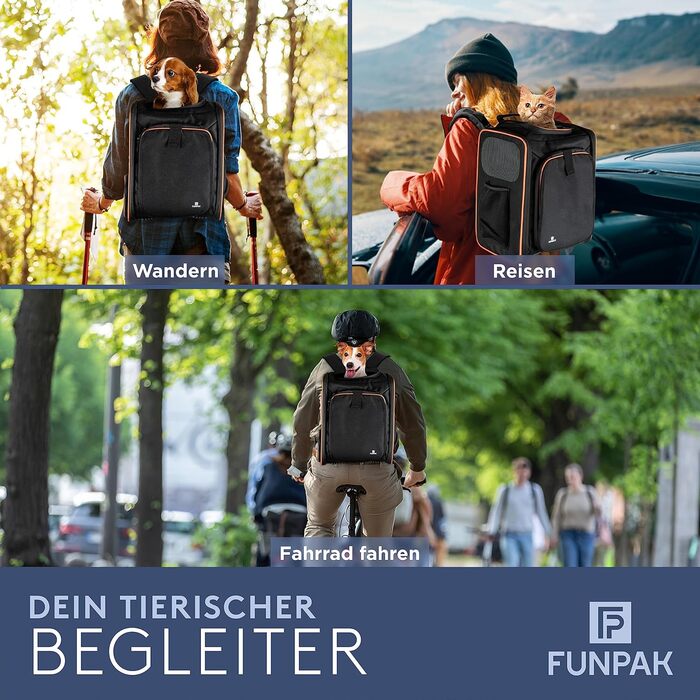 FUNPAK рюкзак для собак до 8 кг, розширюваний, з RPET, складаний, дихаючий, для котів і собак