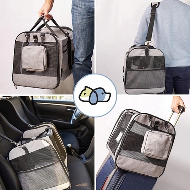 Транспортувальна сумка-переноска для собак та котів до 7 кг, сіра