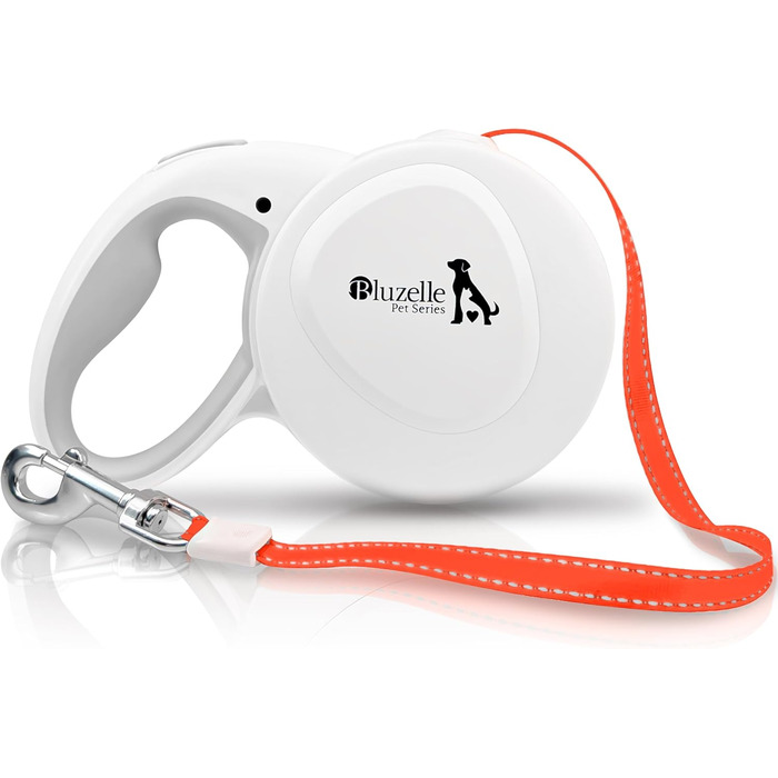 Блузель 8м Рулетка для собак до 50 кг, Неонова жовта рулетка з відбивачем, карабін 360°, ергономічна ручка з гумою та стопором