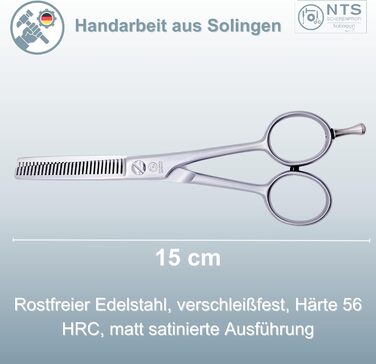 Ножиці для собак та домашніх тварин ROSTFREI, матові сатинові • Ножиці для моделювання шерсті (зубці з обох сторін) та фінішні ножиці, 1 шт.