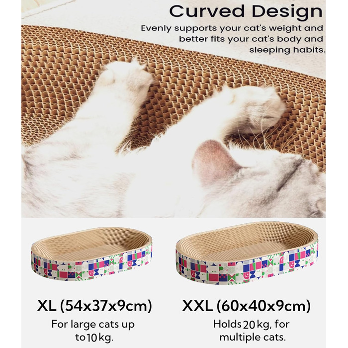 Кігтеточки для котів 2 шт. - овальні, 61 см, з лежаком, з картону, XXL (60x40x9 см)