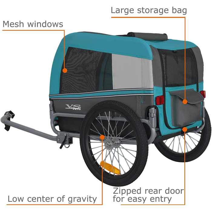Фаркоп для собак Tiggo VS Pets M – велосипедний причіп для собак, блакитний
