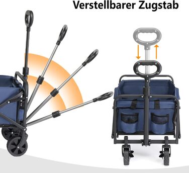 Бонло - візок-трансформер для покупок, кемпінгу та відпочинку на природі, 600D Oxford, 100 кг, сталевий каркас, блакитний