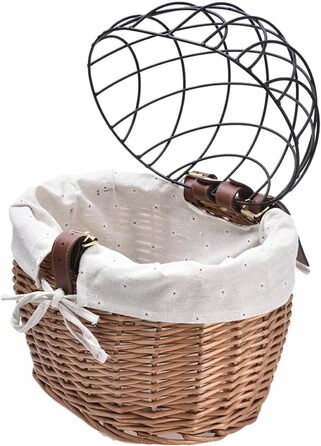 Плетенний велосипедний кошик для котів з дрітчатою кришкою, передній кошик для тварин, знімний переносник для собак, цуценят та котів