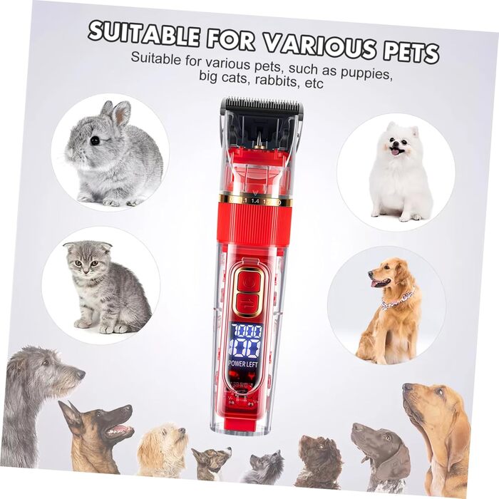 Машинка для стрижки тварин TOYANDONA бездротова з LED-дисплеєм, тиха, миється, багатофункціональна для собак та котів. З регульованими насадками-гребінцями
