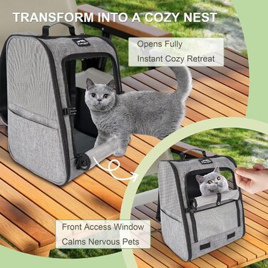 Рюкзак-переноска для собак та котів/цуценят, до 5,9 кг, дихаюча сітка, кишені, безпека, для подорожей (сірий)