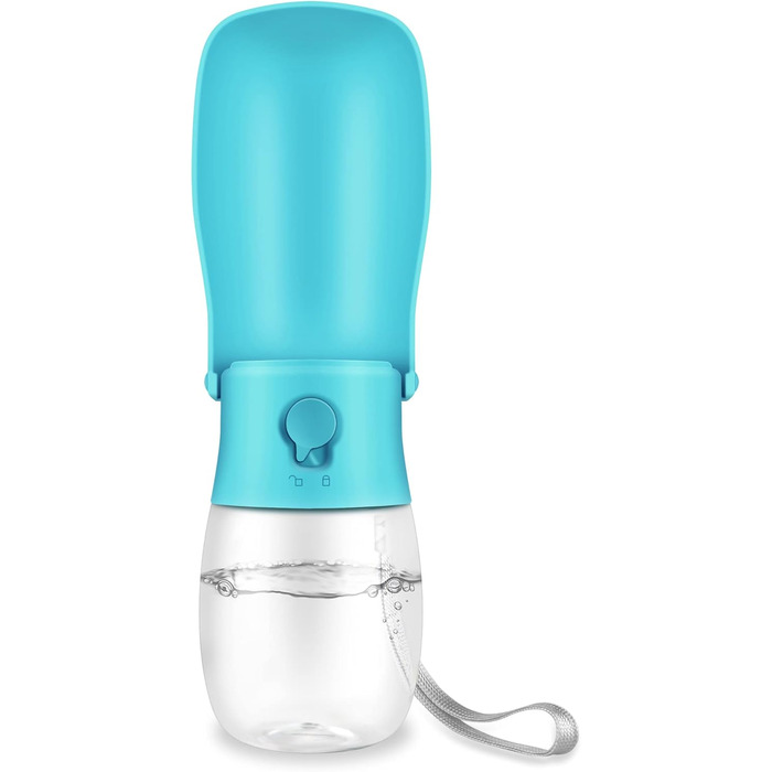 Водяна пляшка для собак WILIFDOM, портативна миска для подорожей, складна годівниця для прогулянок, походів, аксесуари для цуценят, водяна пляшка з фільтром з активованого вугілля, без витоку, харчовий силікон, блакитна