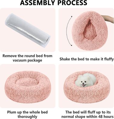 Заспокійливе ліжко-пончик для собак та котів, середнє, миється, з ковдрою, 61 см, ковдра 71x23 см, блакитне (40x40x17 см)