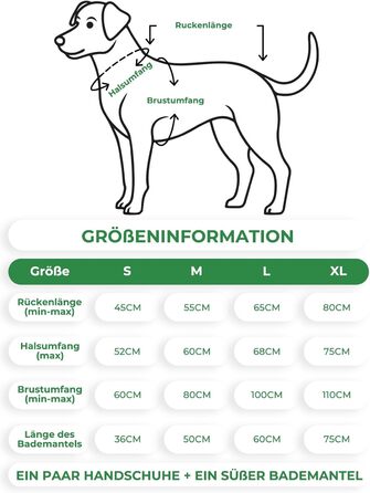 Рушник для собак Badeantel: м'який рушник з мікрофібри, швидковисихаючий, з регульованим коміром на липучці, для собак та котів (XL, зелений)