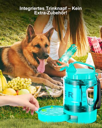 Турбопляшка для собак Lesotc 2200 мл: велика, портативна, для подорожей та кемпінгу (м'ятний)