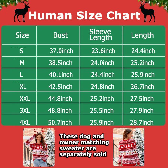 Пуловери для собак та господарів MuYaoPet на Різдво, сімейний комплект, розміри XS-4XL для людей