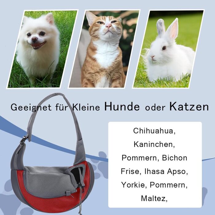 Сумка-переноска для собак та котів XGOPTS, до 5 кг, червона. Зручна, дихаюча переноска для прогулянок на вулиці