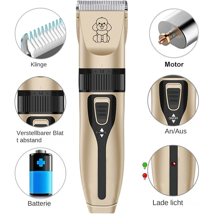 Електричний триммер для собак та котів Gold - тиха робота, для маленьких та великих тварин