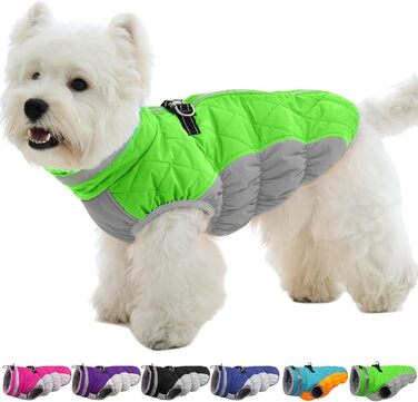 Зимова куртка для собак, тепла, водонепроникна, вітронепроникна, флісова, для прогулянок та походів (Small, неоновий зелений)