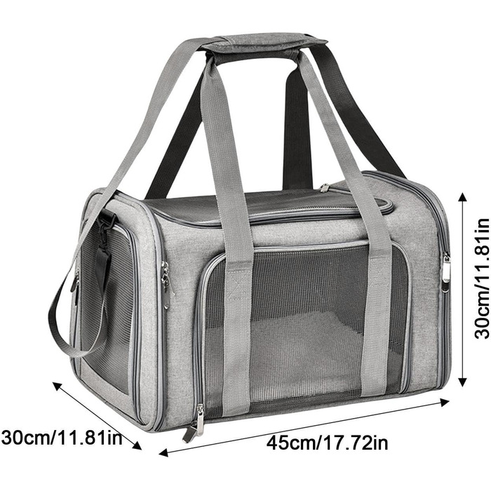 Складана переноска для собак та котів - компактна та зручна для подорожей (сіра)