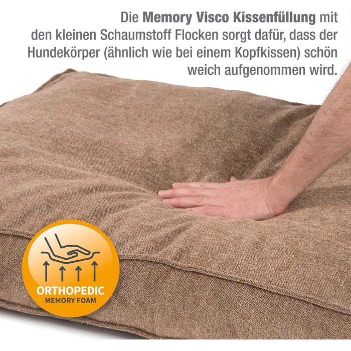 JAMAXX Преміум подушка для собак ортопедична, 90x70 см, коричнева. Зручний знімний чохол з високоякісного матеріалу Chinelle, м'яка наповнювач з Visco піни з ефектом пам'яті. Модель PDB1003 (M)