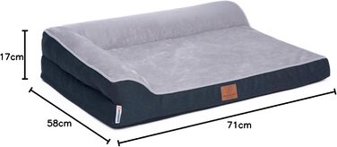 Ортопедичне лежанка для собак преміум-класу з піною з ефектом пам'яті, міцна петля, водонепроникний внутрішній чохол, м'яка, знімний та пральний чохол, 106 x 81 x 17 см, світло-сірий (M)