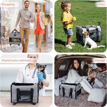 Транспортна сумка для собак та котів до 9 кг з колесами, переноска для авіаперельотів, сіра