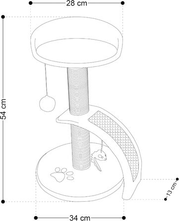Дерев'яний кігтеточка для котів Beltom® Kratzbaum, 54 см, Коричнево-бежевий