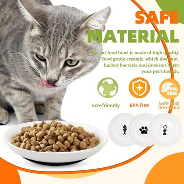 Набір мисок для котів GMMG, 6 шт. з кераміки, плоскі, для корму, миски для котів